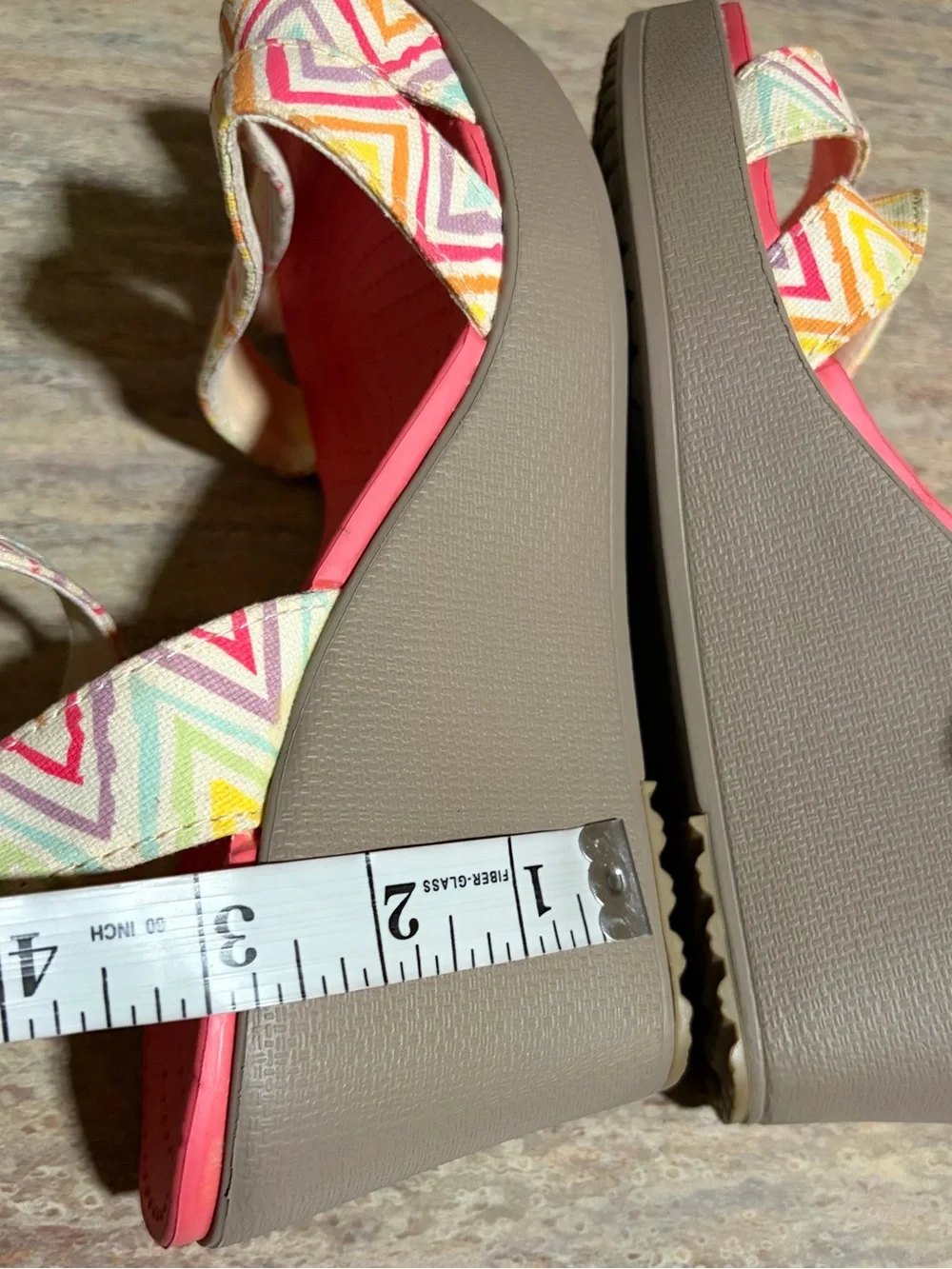 CROCS Multicolored Zigzag Patterned Strap Wedge Sandals